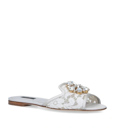 Shop Dolce & Gabbana Lace-embellished Bianca Sandals In White