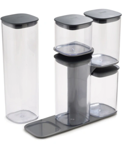 Shop Joseph Joseph Podium 5-pc. Stackable Storage Set With Stand In Gray