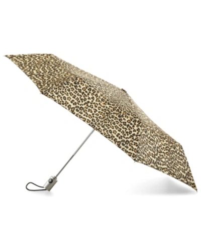 Shop Totes Water Resistant Auto Open Close Umbrella In Leopard Print