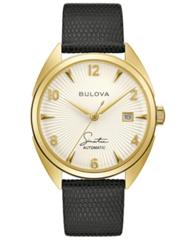 Bulova Men's Frank Sinatra Automatic Black Leather Strap Watch 39mm In Black