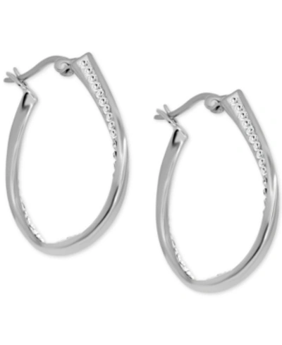 Shop Essentials Crystal Small Hoop Earrings In Silver-plate, 1"