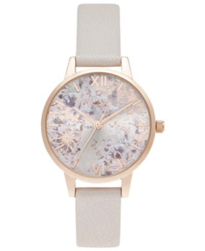 Shop Olivia Burton Women's Abstract Florals Pearl Pink Leather Strap Watch 30mm