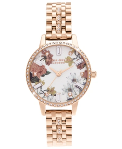 Shop Olivia Burton Women's Sparkle Floral Rose Gold-tone Bracelet Watch 30mm