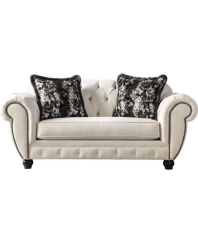 Shop Furniture Of America Trelane Upholstered Love Seat In Cream