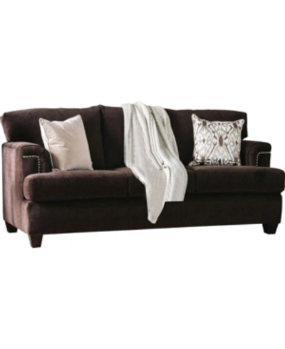 Shop Furniture Of America Herriot Upholstered Sofa In Dark Brown