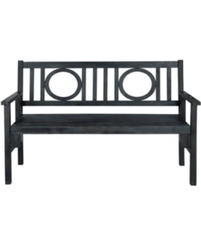 Safavieh Piedmont Outdoor Folding Bench In Dark Slate