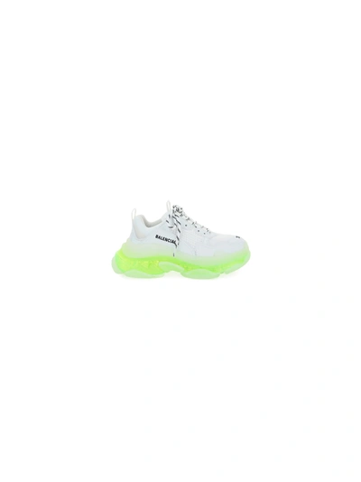 Shop Balenciaga Triple S Sneakers In White/fluo Yellow