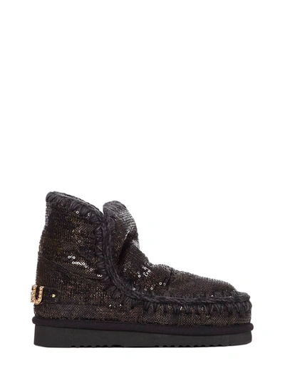 Shop Mou Boots Eskimo 18 Sequns In Black