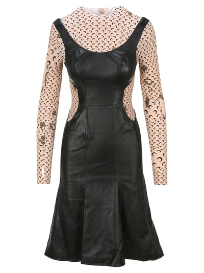 Shop Marine Serre Regenerated Leather Hybrid Dress In Black