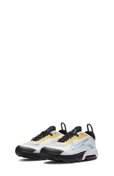 Shop Nike Kids' Air Max 2090 Sneaker In White/ Aqua/ Black/ Yellow