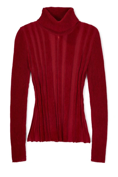 Pre-owned Jean Paul Gaultier Red Chenille Turtleneck Sweater