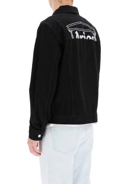 Shop Aries Jacket With Temple Logo Print In Black,white