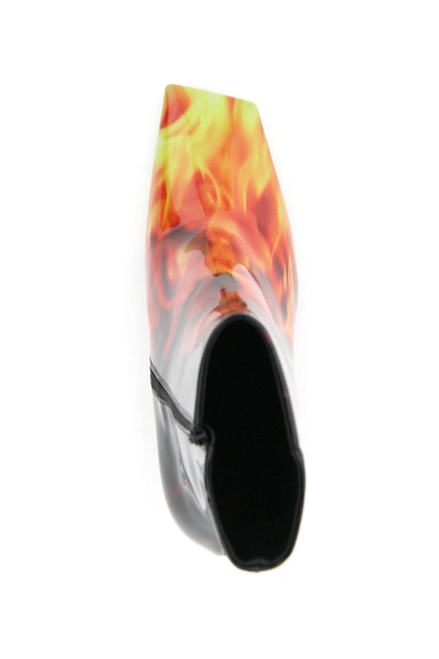 Shop Vetements Flames Print Boomerang Boots In Black,red,yellow