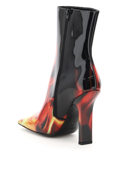 Shop Vetements Flames Print Boomerang Boots In Black,red,yellow