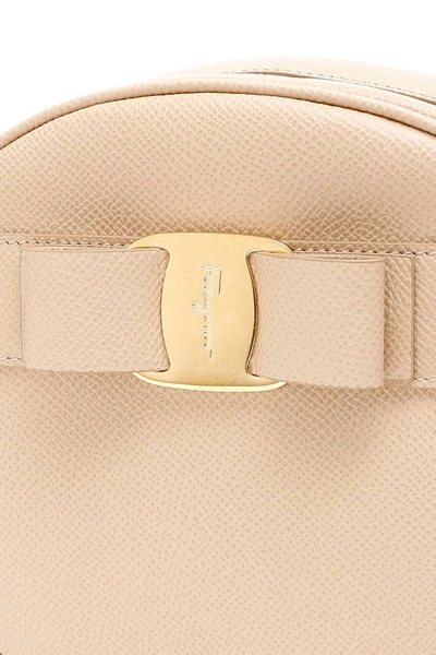 Shop Ferragamo Vara Crossbody Bag In Beige