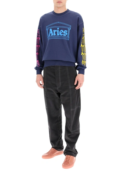 Shop Aries Logo Print Sweatshirt In Blue