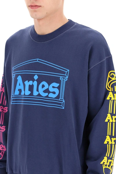 Shop Aries Logo Print Sweatshirt In Blue