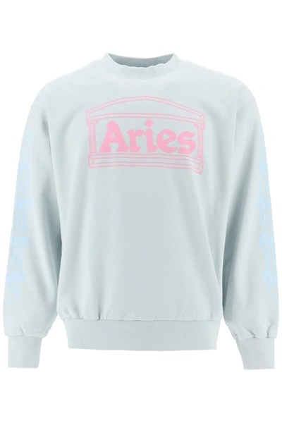 Shop Aries Logo Print Sweatshirt In Light Blue,pink