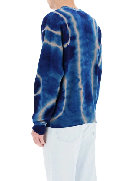 Shop Aries Tye Dye Sweater With No Problem Inlay In Blue,beige,black