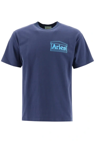 Shop Aries Temple Logo Print T-shirt In Light Blue