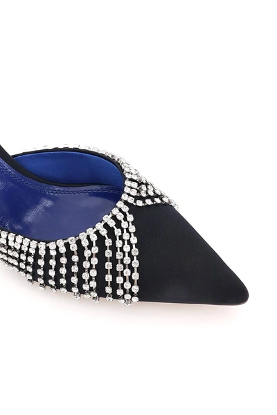 Shop Area Crystal Kitten Mules In Black,blue