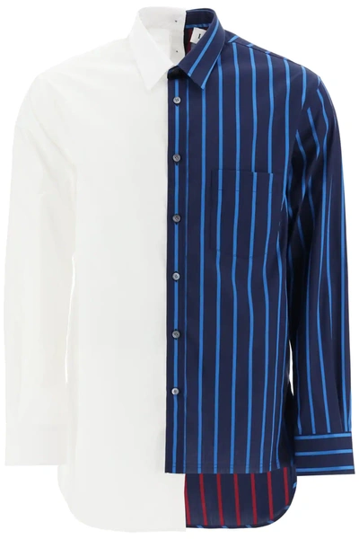 Shop Lanvin Oversized Asymmetrical Shirt In White,blue