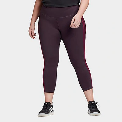 Shop Adidas Originals Adidas Women's Believe This 3-stripes Cropped Training Tights (plus Size) In Red