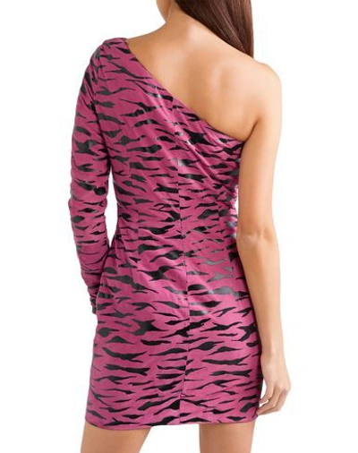 Moschino One-shoulder Tiger-print Suede Mini Dress In Fuchsia