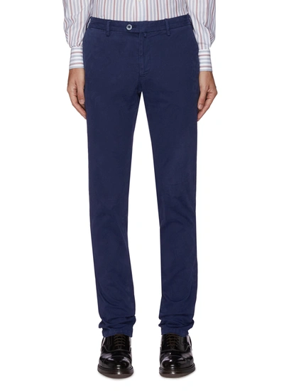 Shop Isaia Slim Fit Stretch Chinos In Blue