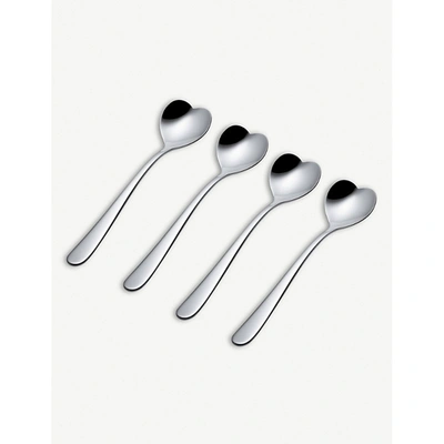 Shop Alessi Silver (silver) Heart Stainless Steel Tea Spoons Set Of Four