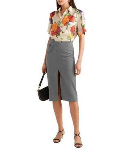 Shop Commission Woman Midi Skirt Grey Size 2 Polyester, Wool, Lycra