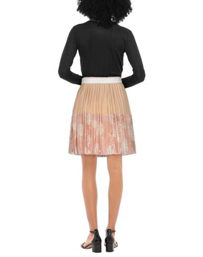 Chloé Pleated Floral Button Silk Mini Skirt In Beige