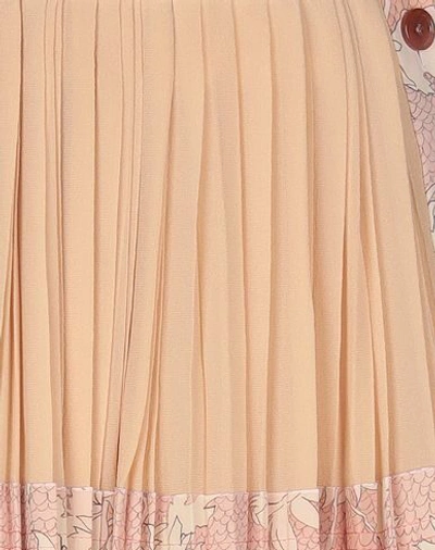 Chloé Pleated Floral Button Silk Mini Skirt In Beige