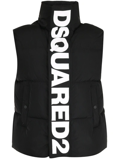 Shop Dsquared2 Macrologo Down Vest In Black
