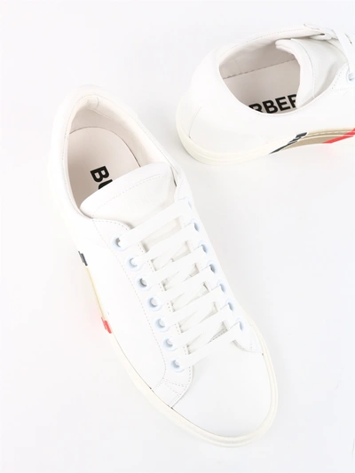 Shop Burberry Leather Sneaker Organic Sole In White
