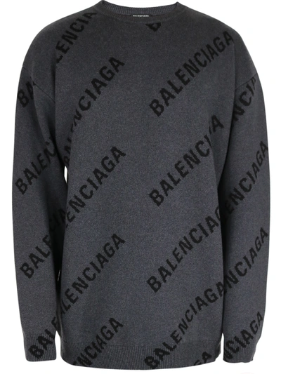 Shop Balenciaga Logo Sweatshirt Gray In Grey