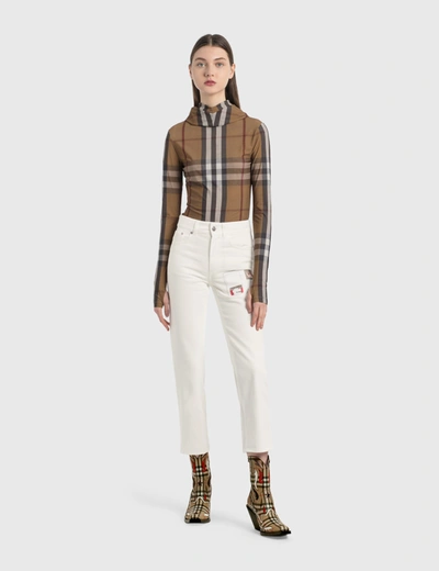 Shop Burberry Straight Fit Montage Print Cropped Jeans In White