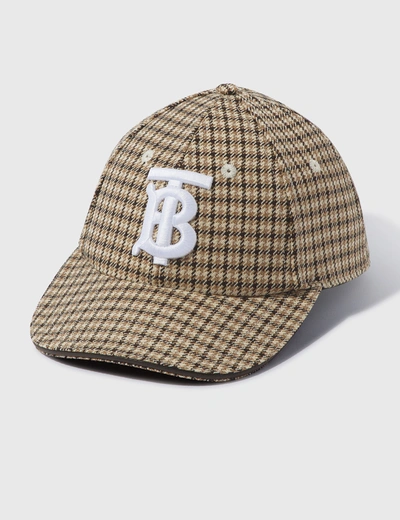 Shop Burberry Monogram Motif Houndstooth Check Baseball Cap In Brown