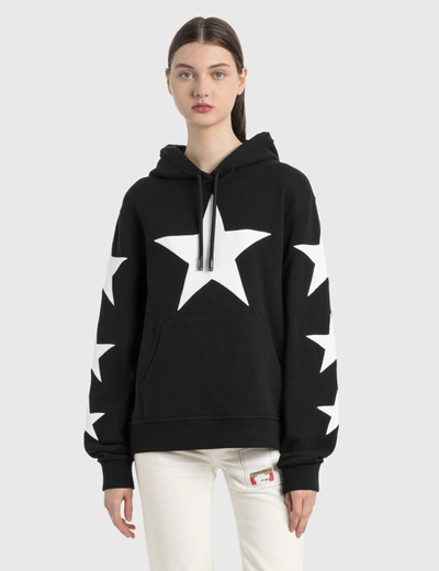 Shop Burberry Star Motif Cotton Oversized Hoodie In Black