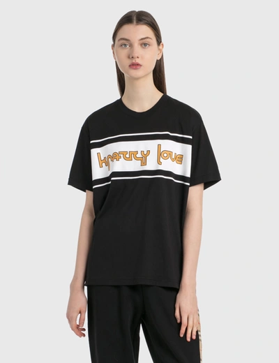 Shop Burberry Slogan Print Cotton Oversized T-shirt In Black