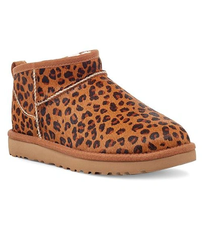 Shop Ugg Classic Ultra Mini Leopard Boots In Natural