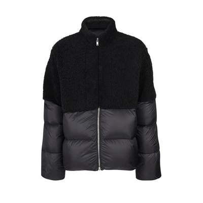 Shop Rick Owens X Moncler - Bi-material Coat In Black