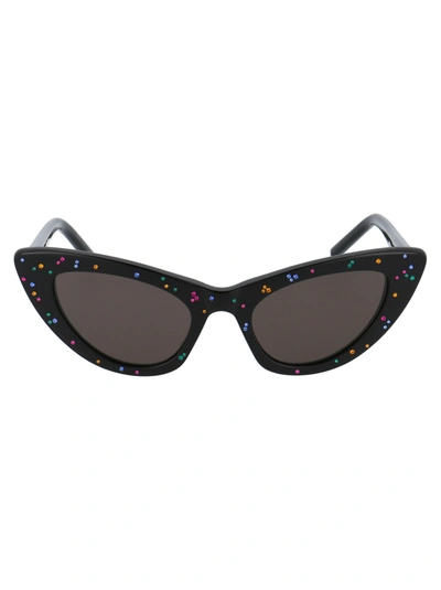 Shop Saint Laurent Sl 213 Lily Sunglasses In 015 Black Black Black