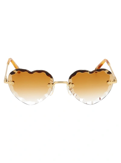 Shop Chloé Ce150s Sunglasses In 837 Gold Gradient Orange