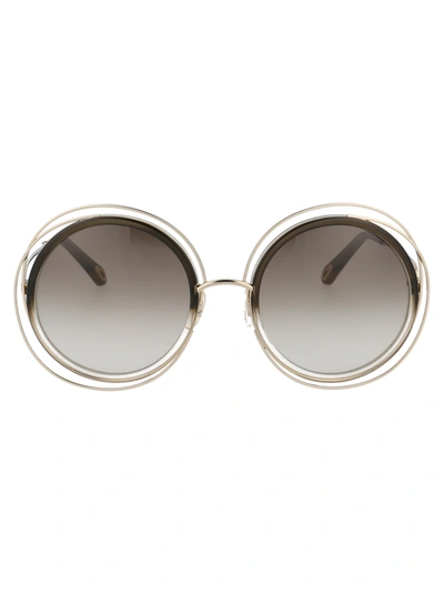 Shop Chloé Ce120s Sunglasses In 775 Gold/gradient Grey