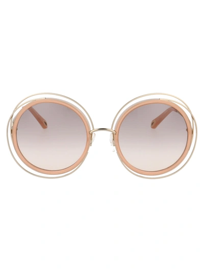 Shop Chloé Ce120sd Sunglasses In 724 Gold/transparent Brown