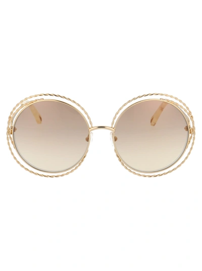 Shop Chloé Ce114st Sunglasses In 810 Gold/flash Brown