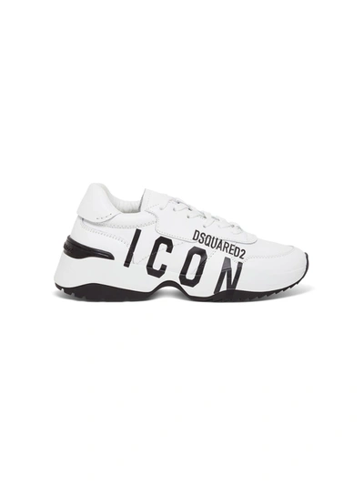 Shop Dsquared2 Leather Sneakers With Logo In Black