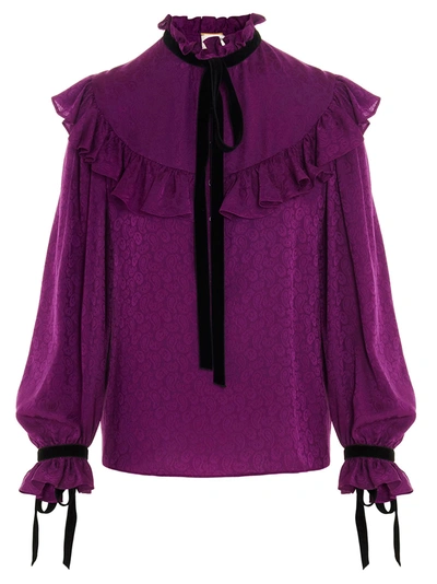 Shop Saint Laurent Blouse In Viola