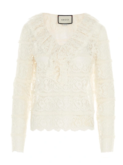 Shop Gucci Flower Blouse In White